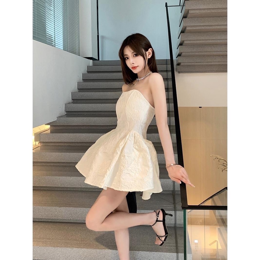 Váy liền/ Đầm liền xòe bồng chấp sifon cao cấp hàng Quảng Châu - CRABE FASHION