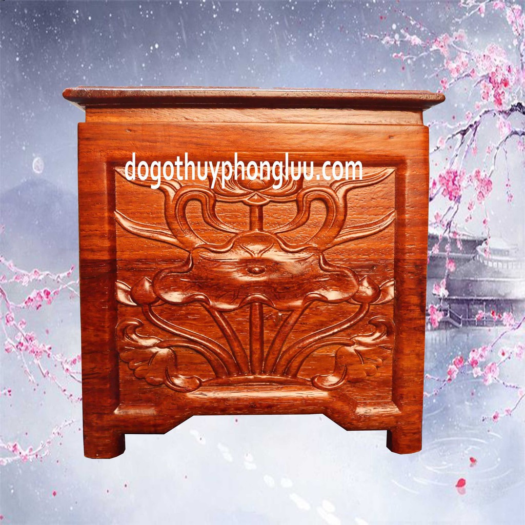 Nhất sơn nền trạm hoa sen kê bát hương gỗ hương
