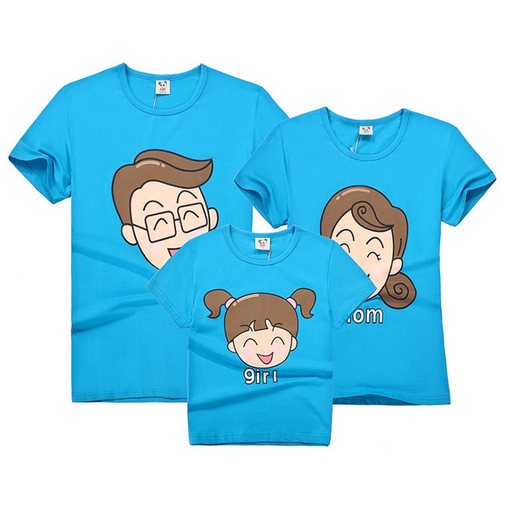 Áo gia đình Familylove - Mẫu Áo gia đình Mặt Chibi + Chữ Dad/Mom/Boy/Girl