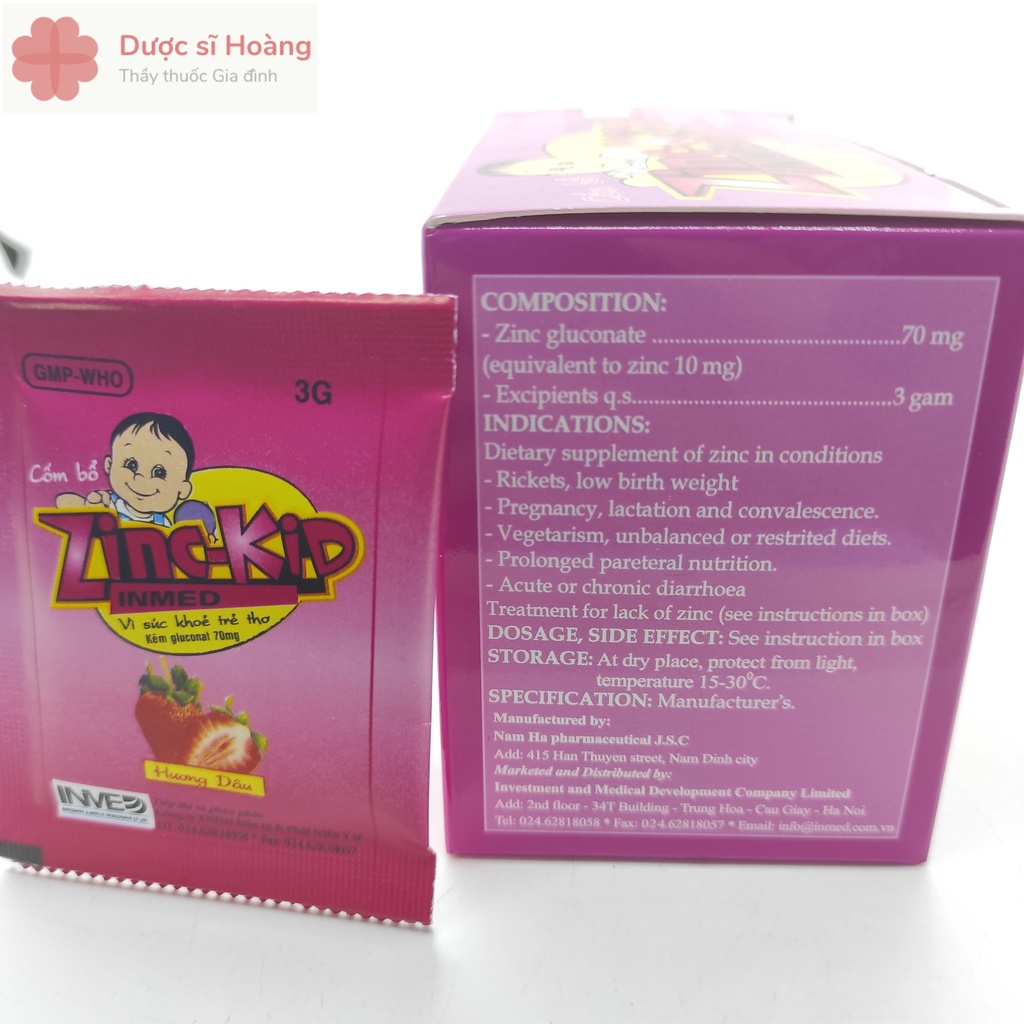 Cốm Bổ ZINC-KID INMED Hương Dâu- Bổ Sung Kẽm Cho Bé