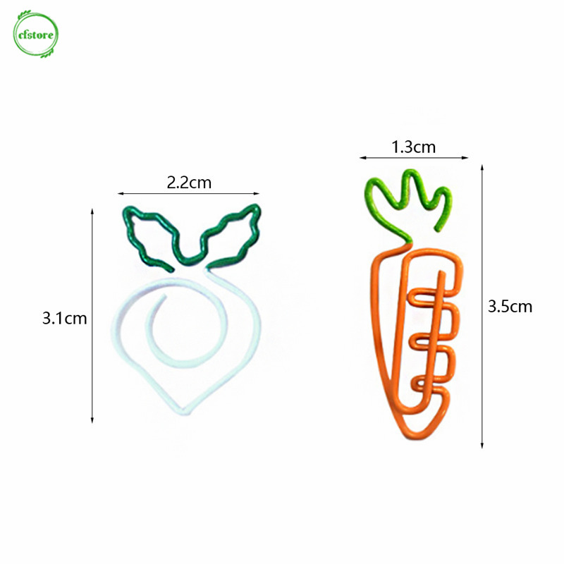 CF Carrot Shaped Metal Paper Clip Kawaii Bookmark Colour Vegetables Creative Cute Cartoon Office Student Supplies