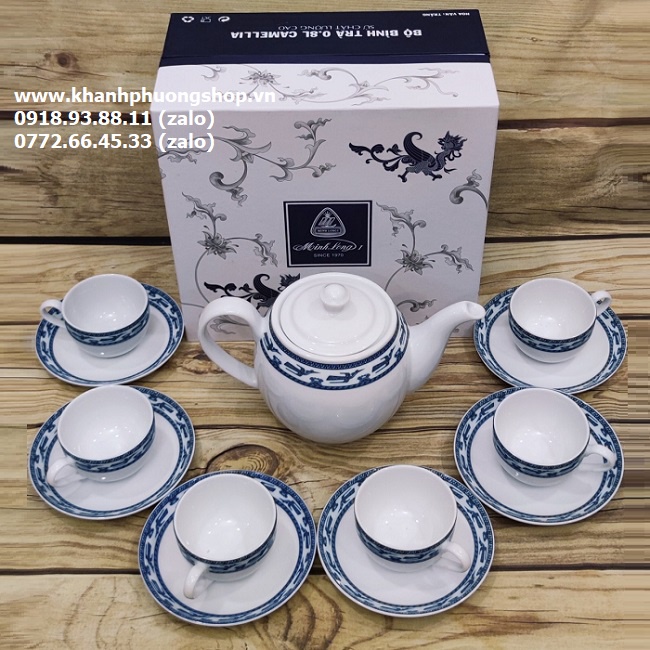 Bộ ấm trà gốm sứ Minh Long Chim Lạc - bộ ấm trà sứ Minh Long