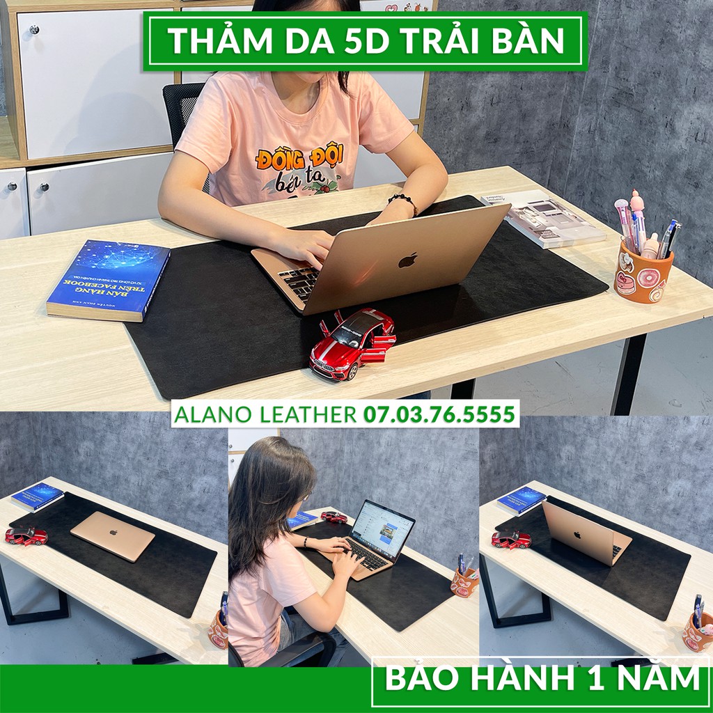 [Hình Thật / Giá Xưởng] Thảm Da Trải Bàn 5D Màu Đen Chống Thấm, Chống Trầy, Tiện Lợi, Bảo hành 2 Năm Tại Xưởng