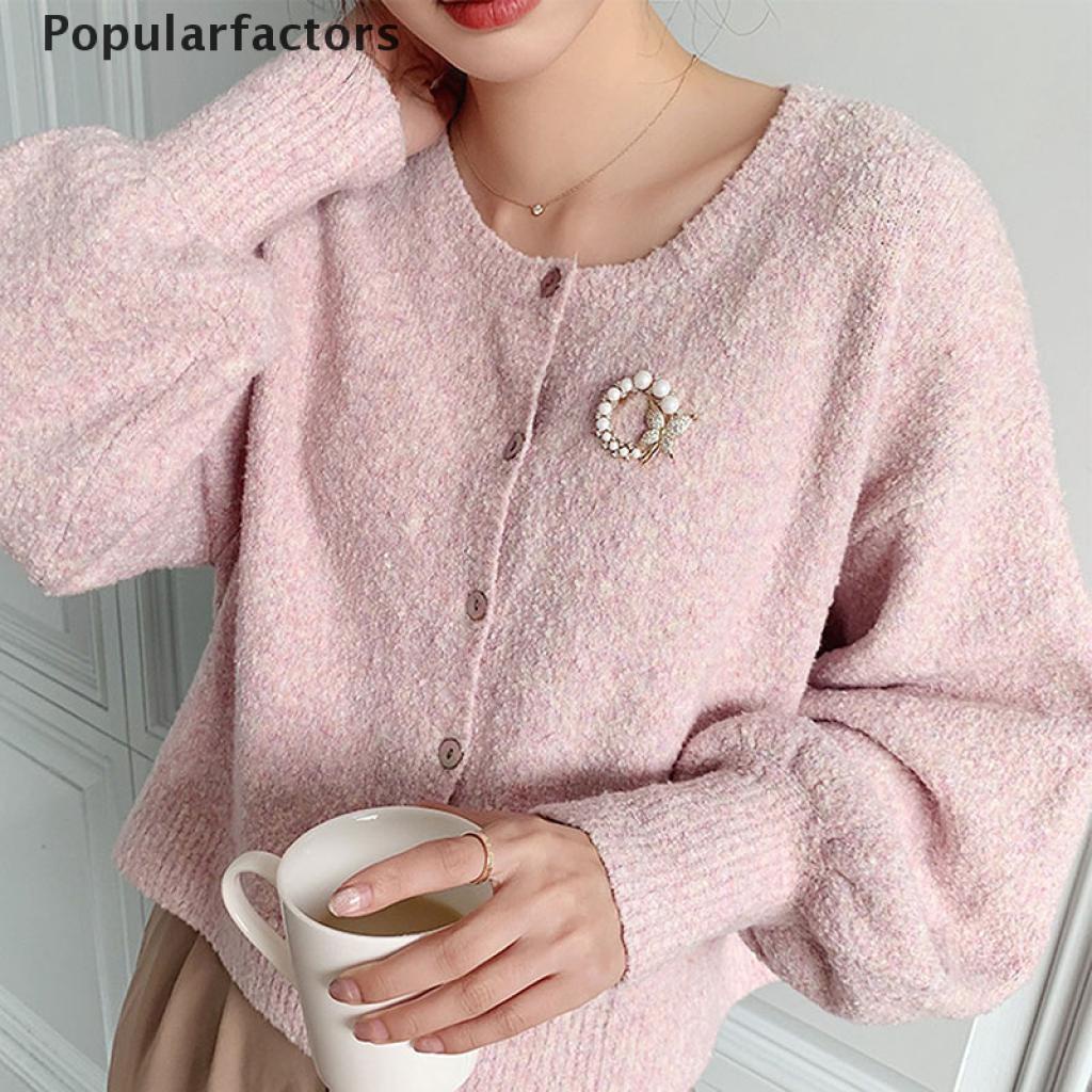 Ghim cài áo hình hoa bướm đính đá ngọc trai thời trang