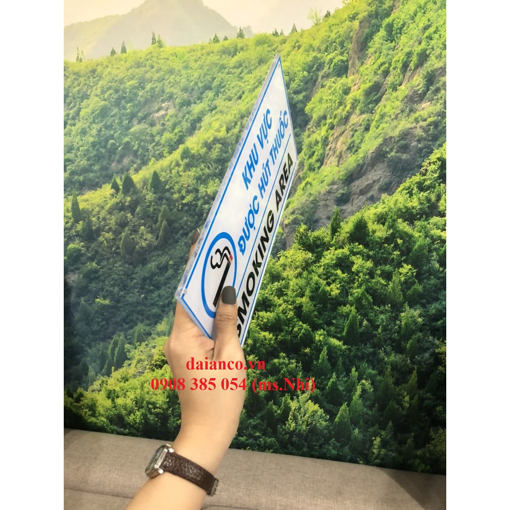 [HCM] Giảm giá Bảng báo khu vực hút thuốc chất liệu mica-  KT 15x30cm- Hình thật, có sẵn