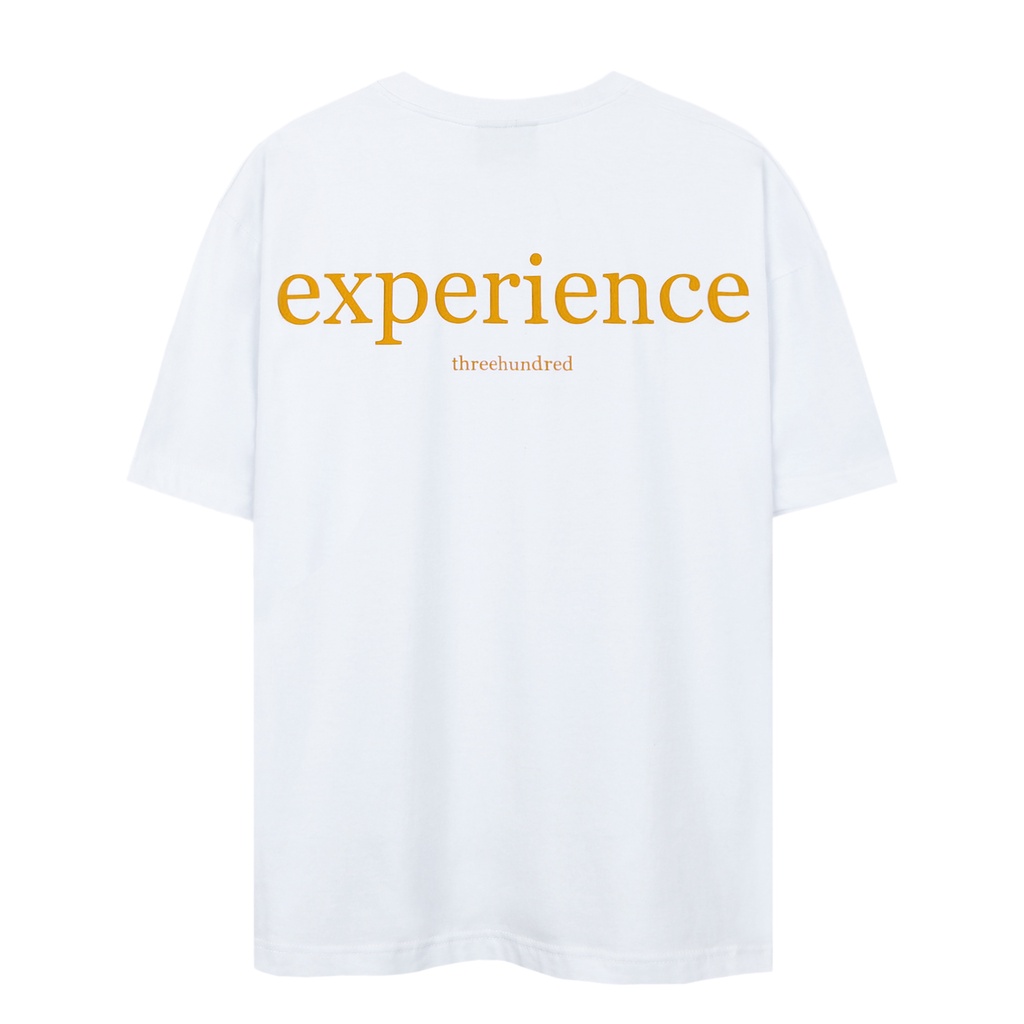 Áo Thun Trắng In Chữ Experience Màu Cam Chất Liệu 100% Cotton Form Rộng Thoải Mái Unisex Nam Nữ