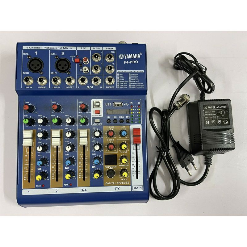 BÀN TRỘN ÂM THANH MIXER F4 PRO CÓ ĐÈN LED CÓ USB CÓ 16 HIỆU ỨNG CÓ BLUETOOTH NEW 2021