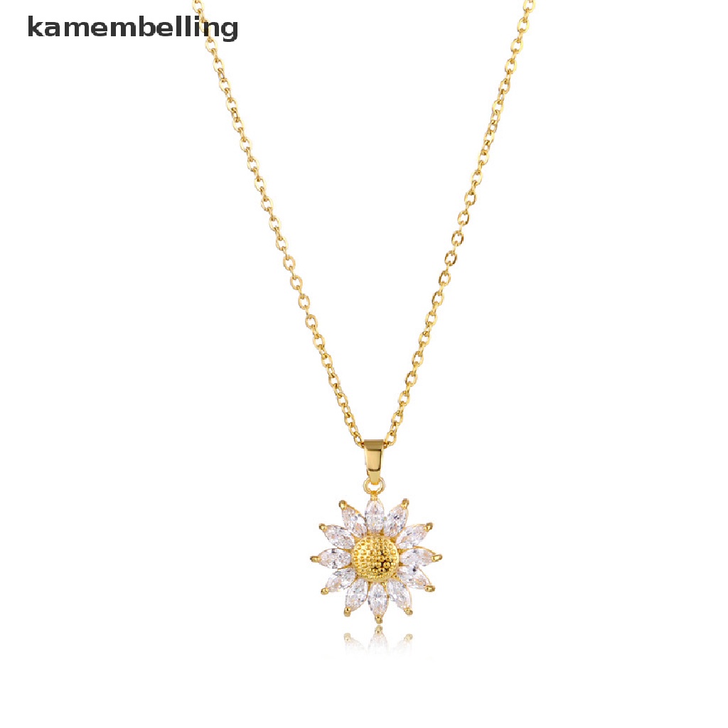 Kamembelling Vòng cổ Mặt Hình Hoa Hướng Dương / Lông Vũ / Giọt Nước Đính Pha Lê Lấp Lánh Thời Trang Cho Nữ EN