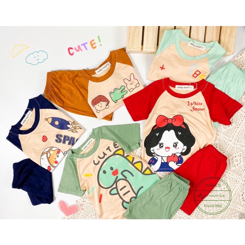 (MINKYMOM) (8-24kg) Bộ cộc tay thun lạnh cho bé, bé trai bé gái từ 1-6 tuổi