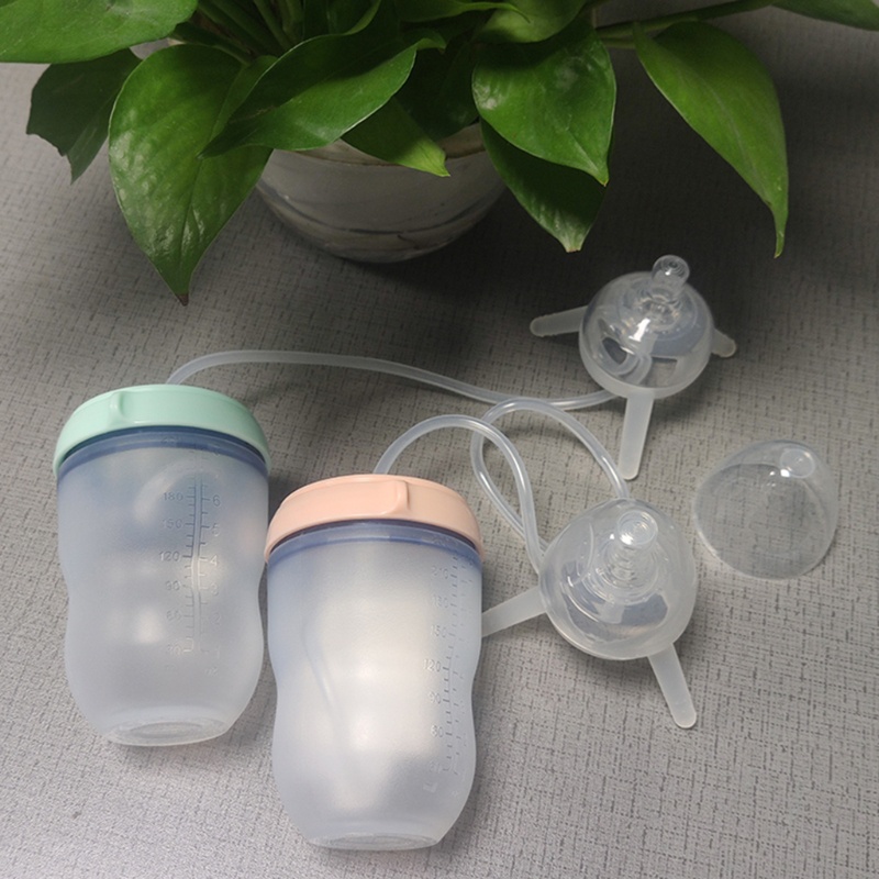 Bình Sữa Silicone 250ml Có Ống Hút Dài Cho Bé