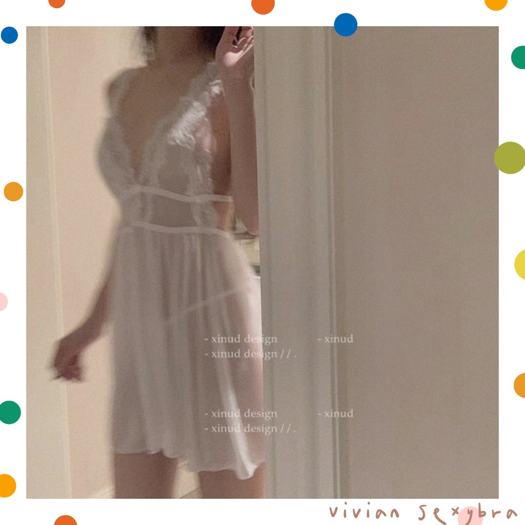 🎈Đầm Ngủ Sexy 🎈Freeship🎈Bộ ngủ yếm gợi cảm quyến rũ 2 dây ren thêu scao cấp Freesize 40-65kg---001 | BigBuy360 - bigbuy360.vn