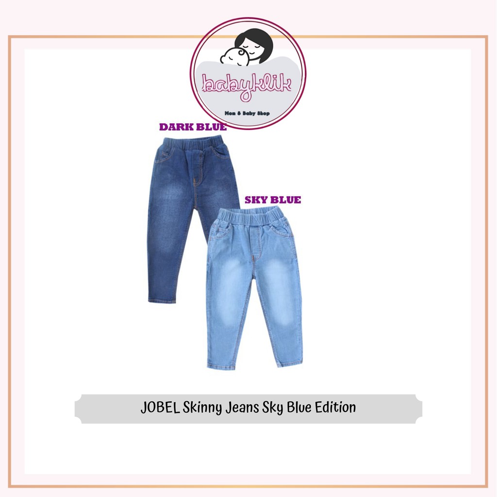 Quần Jean Dài Ôm Dáng Màu Xanh Da Trời Thời Trang Unisex Cho Bé Jobel 2