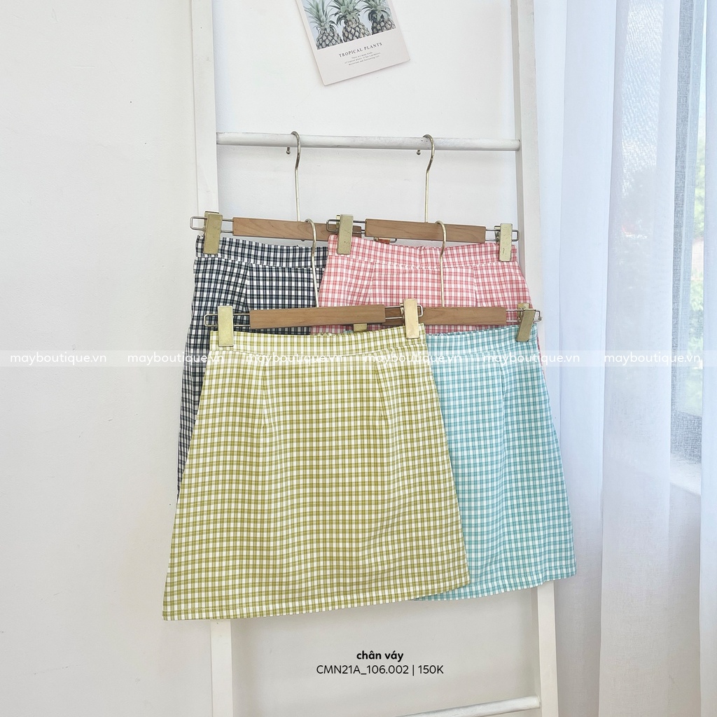 [HÀNG CÓ SẴN] Chân váy chữ A công sở lưng cao kẻ Caro có quần trong CMN21A_106.002 (ẢNH THẬT)