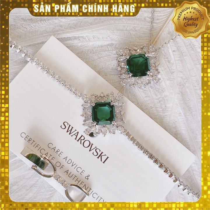 Dây Chuyền Nữ SWAROVSKI Đá Xanh Sáng Lấp Lánh, Dây Trắng Bền Đẹp Sang Chảnh Thời Trang CHÍNH HÃNG Bán chạy số 1 Thế Giới