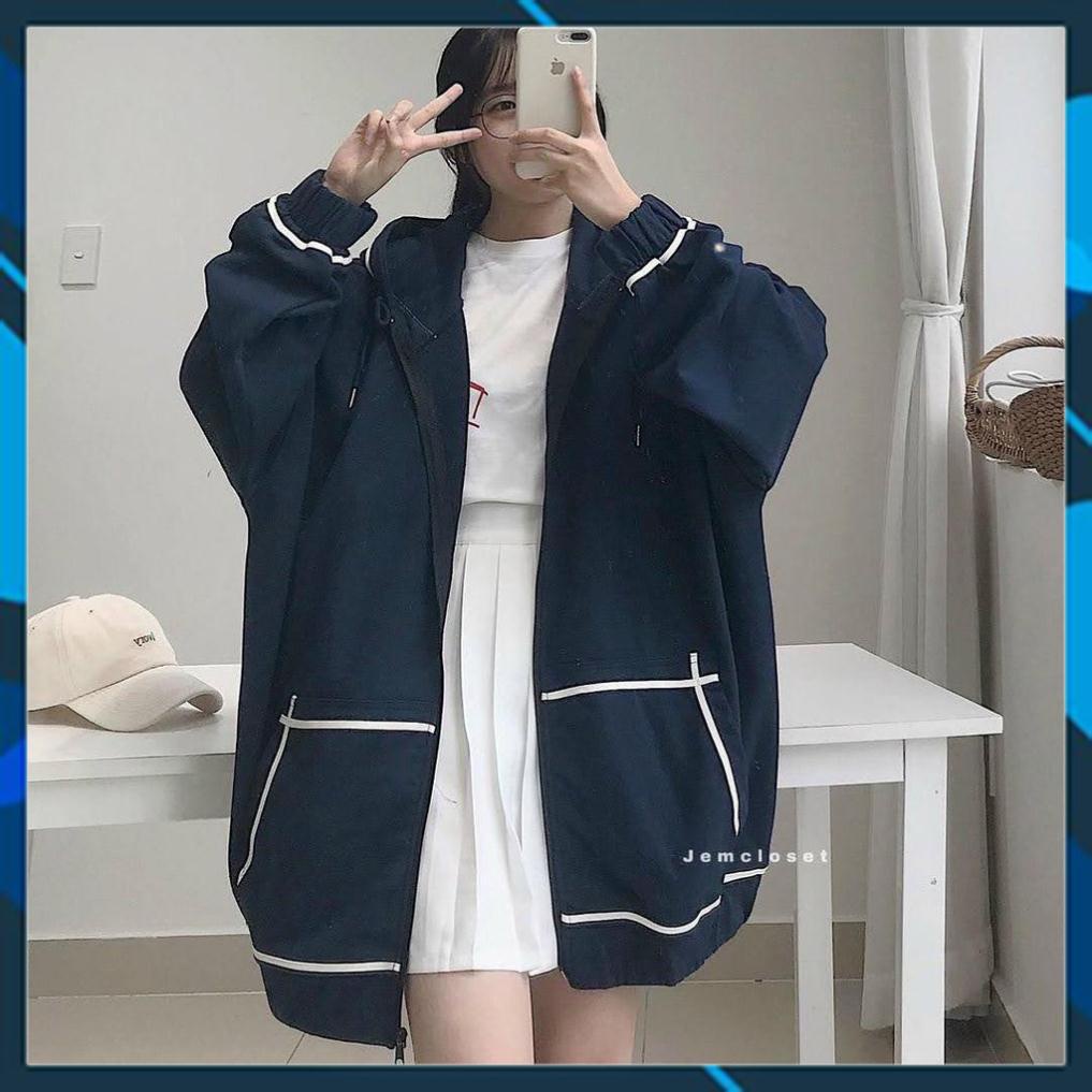 ஐ✾✱Áo khoác nam nữ nỉ ngoại dây kéo viền sọc nhí
