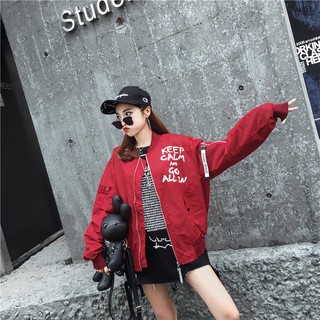 A58 Áo khoác Bomber Ulzzang Keep calm