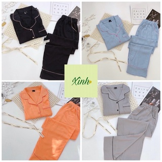 Đồ Ngủ Pyjama Tay Dài Quần Dài Chất Tole Lanh VNXK