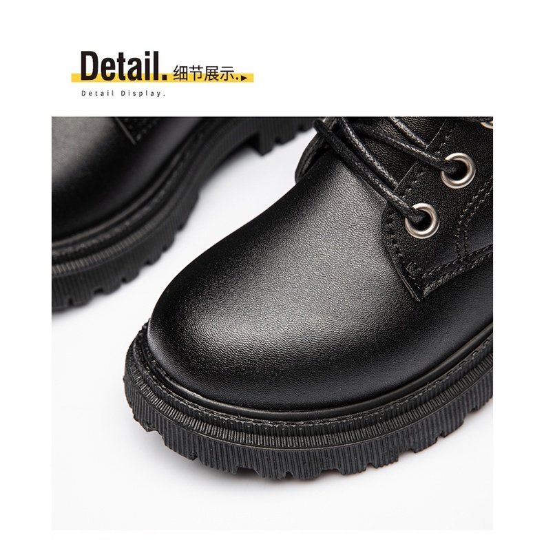 Giày Bốt Martin Bằng Da Bò Chống Trượt Chống Trơn Thời Trang Hàn Quốc Cho Trẻ Em