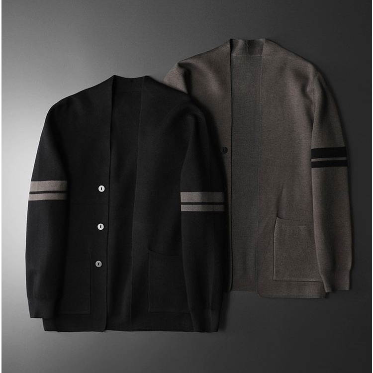 Áo Cardigan Dệt Kim Tay Dài Cổ Chữ V Phối Nút Phong Cách Thời Trang Hàn Quốc Cho Nam Giới