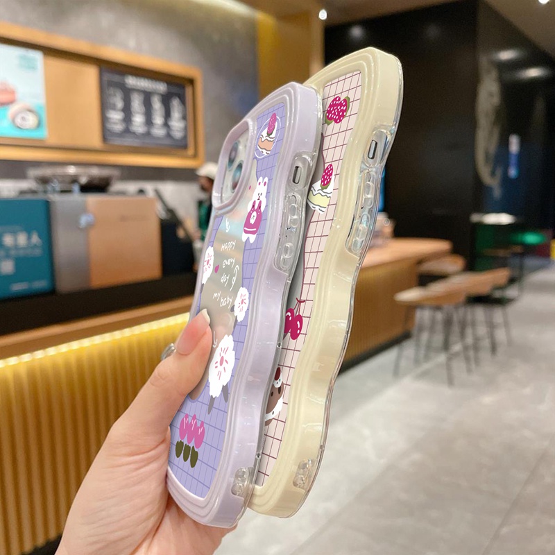 Suntaiho Ốp lưng iphone Thoại in gấu thỏ bánh kem trong suốt thích hợp cho iPhone 11 Pro 13 12 Pro Max X XS Max XR 7 8 Plus