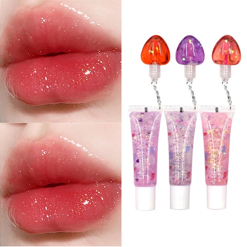 [Hàng mới về] Son bóng dạng lỏng không màu trong suốt phối hạt kim sa lấp lánh chống nứt nẻ hiệu quả