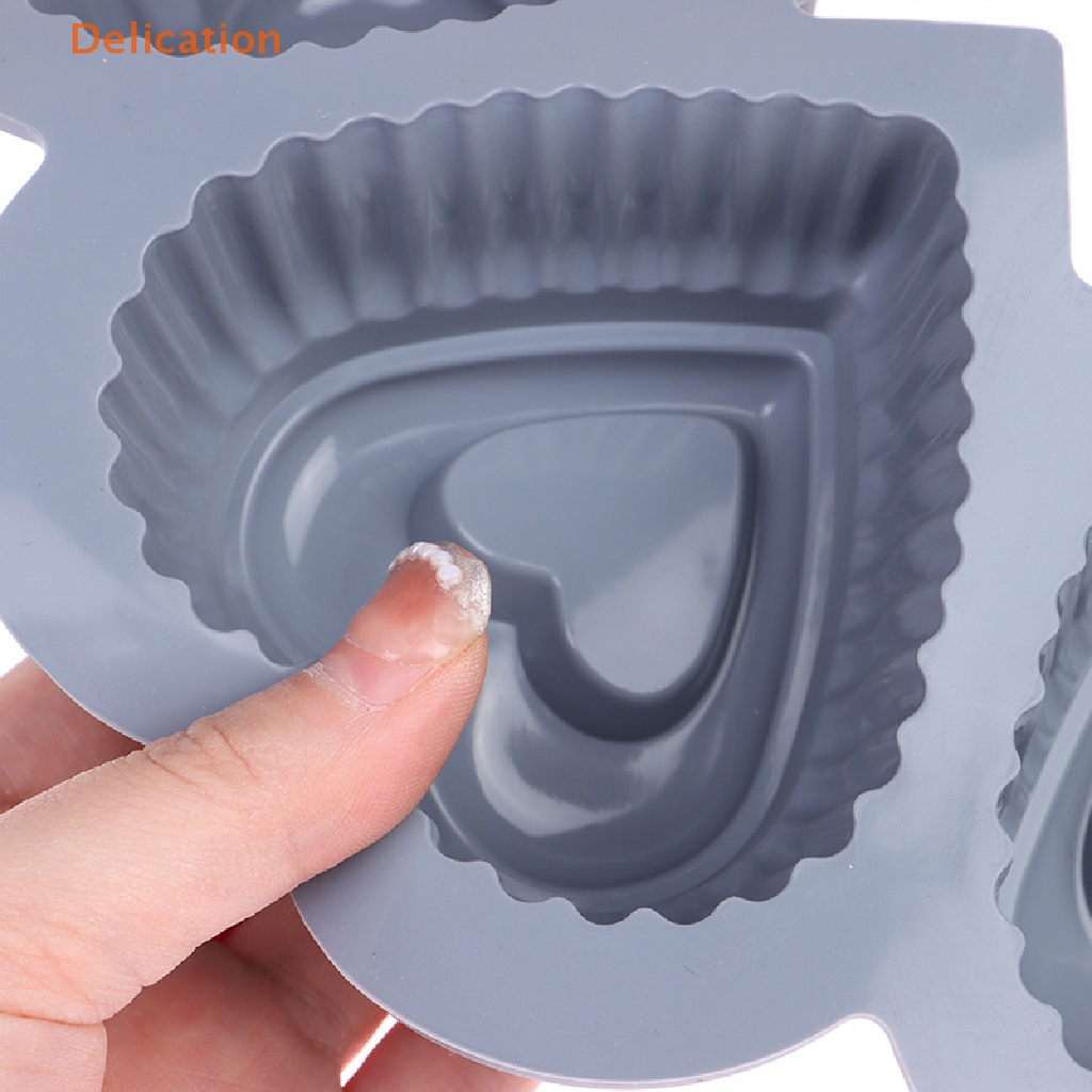 [Delication] 6Slots Heart Shape Silicone Cake Mould Mousse Muffin Chocolate Mold Bake Tool