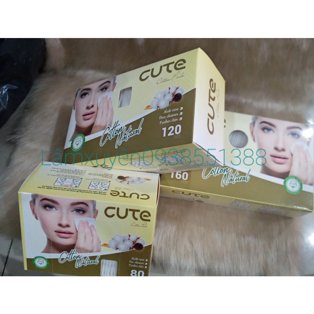 Bông Tẩy Trang CUTE 80-120-160miếng FREESHIP thiết kế vuông-tròn ,bông mềm mịn ,không kích ứng da sài cực đã [tận gốc]