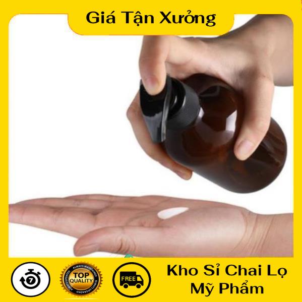 Chai Chiết Mĩ Phẩm ❤ TRÙM SỈ ❤ [300ml,500ml] Chai nhựa pet xịt vòi nhấn nâu,rêu chiết mỹ phẩm , phụ kiện du lịch