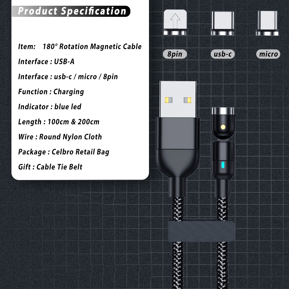 Greenport Cáp Sạc Từ Tính Usb Type C Micro Usb Cho Iphone Samsung 2020