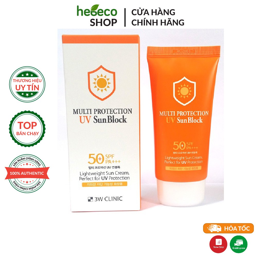 Kem chống nắng dưỡng ẩm SUN BLOCK 3W CLINIC MULTI PROTECTION UV SUN BLOCK 70ml - Hàn Quốc Chính Hãng