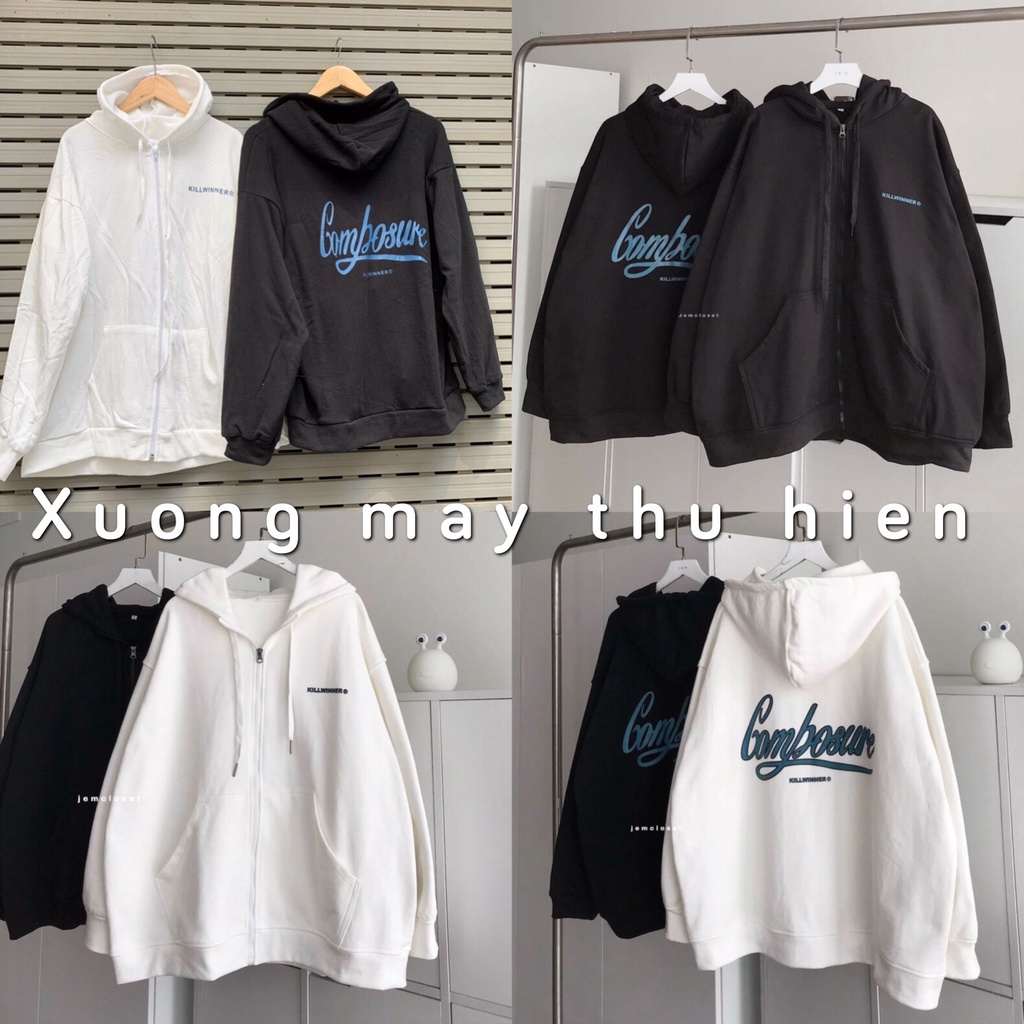 Áo khoác nỉ có mũ họa tiết chữ COMBO 2 màu phom thụng/ Áo khoác nhẹ nam nữ mặc chống nắng mùa hè thời trang unisex