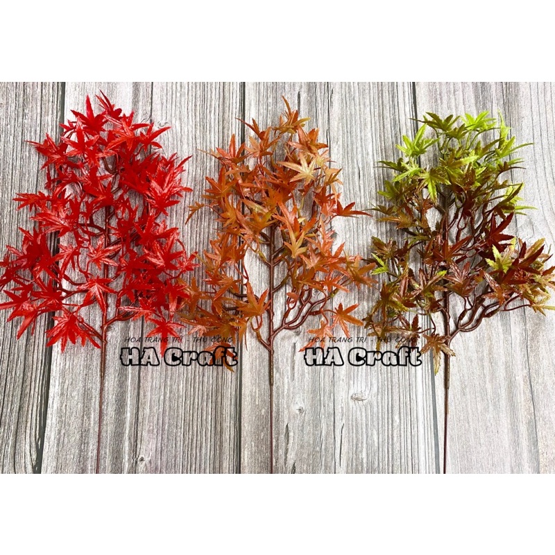 Cành lá phong 4 màu làm cây trang trí,cây bonsai handmade, lá tùng
