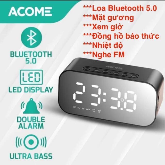 Loa Bluetooth G10 Kiêm Đồng Hồ Báo Thức - Đài FM - Màn Hình Gương Độc Đáo