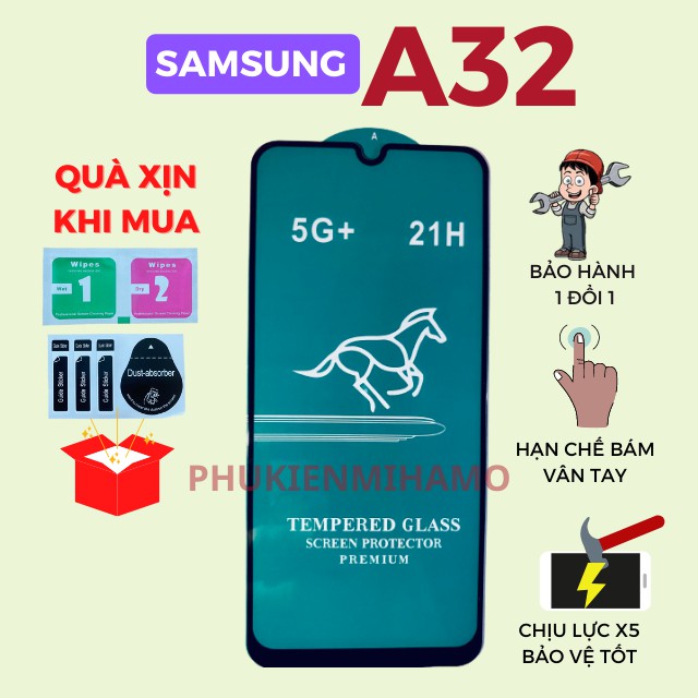 Kính Cường Lực Samsung A32 Full 5G+ độ cứng 21H Chống bám nước, Hạn chế bám vân tay [MIHAMO]