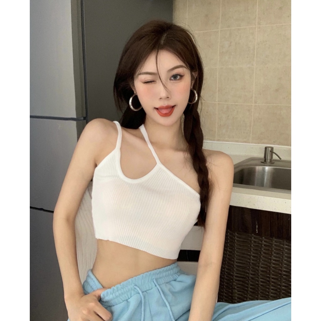 Porozi Áo hai dây dệt kim  dáng ôm phong cách Hàn Quốc thời trang cho nữ