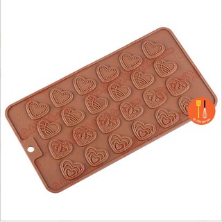 Khuôn silicon trang trí 24 tim hoa văn mỏng
