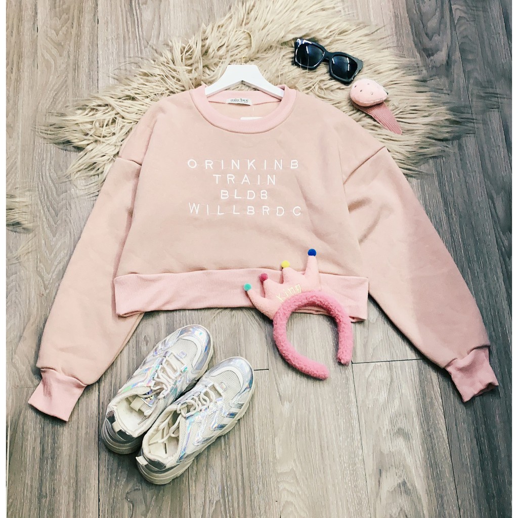 Áo croptop sweater nỉ ngoại cao cấp ulzzang cho nữ BIGSIZE ❤