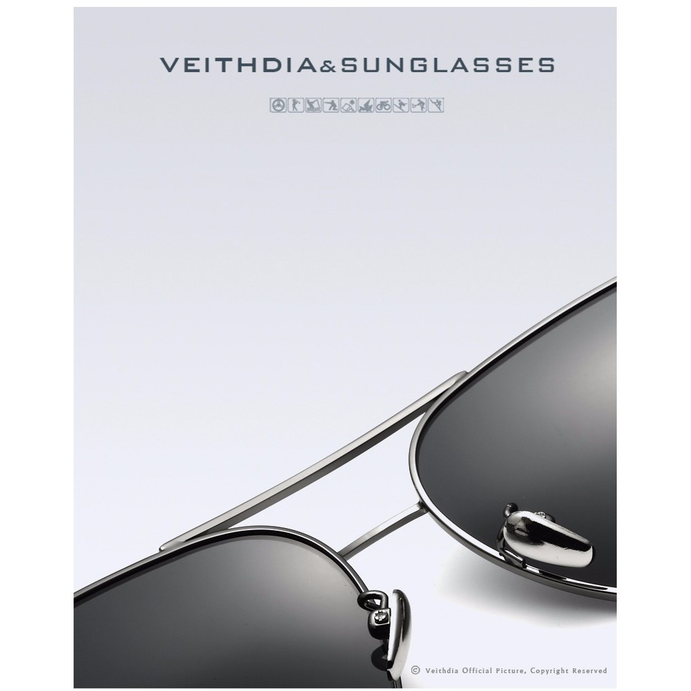 Kính Mát VEITHDIA 3360 Phủ Lớp Chống Tia Phân Cực Thời Trang Unisex