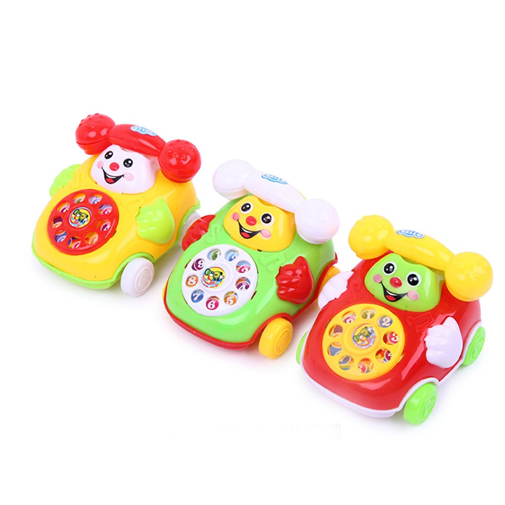 Điện thoại ô tô đồ chơi, xe ô tô đồ chơi cho bé kéo dây cót