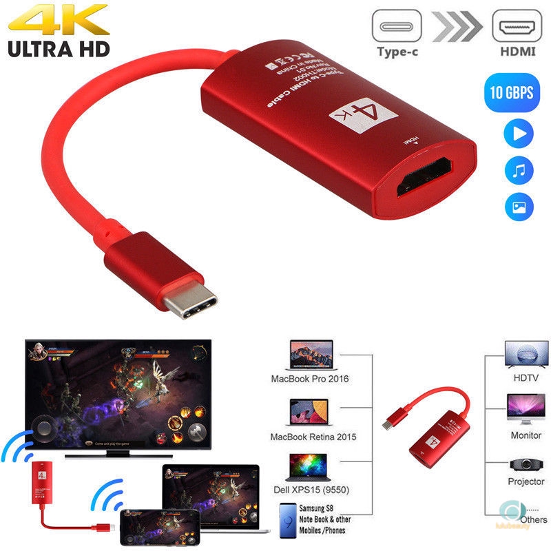 Cáp Chuyển Đổi Usb-C Type-C Sang 4k Hdmi Hdtv Cho Samsung S9 Note 8 Macbook Pro