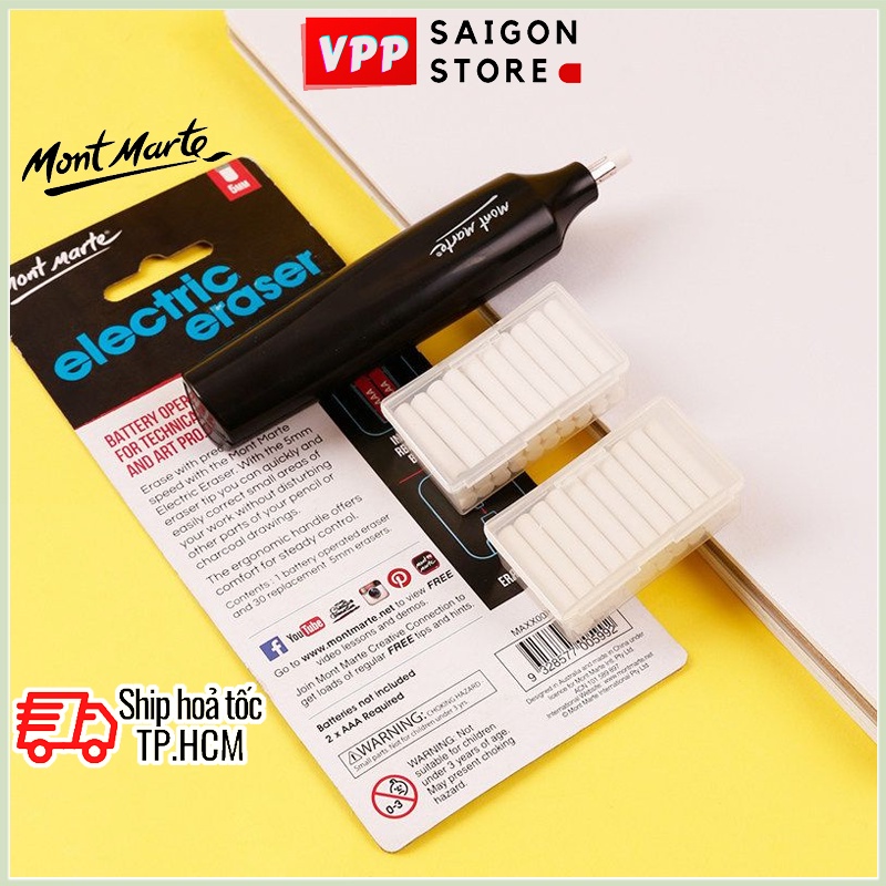 Bút Tẩy Điện Mont Marte - Electric Eraser with 30pce Erasers - MAXX0030
