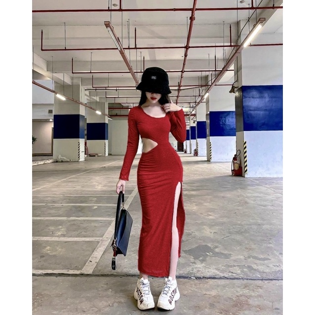 Đầm Maxxi Body Khoét Eo 1 Bên Xẻ Tà Cao Sexy
