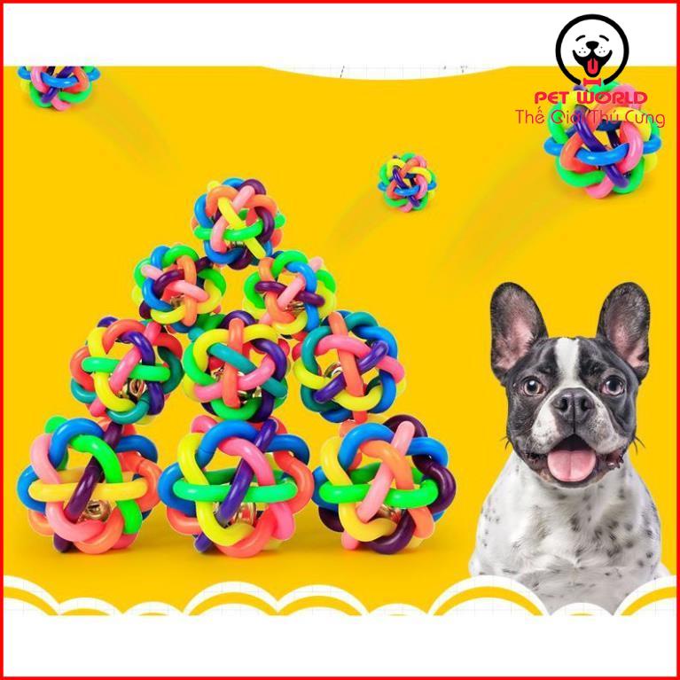 Quả bóng 7 màu đồ chơi nhai gặm cho cún cưng, có chuông kêu vui nhộn