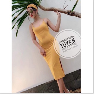 Đầm body 2 dây thun gân xẻ tà siêu quyến rũ cho phái đẹp HP