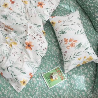 Cotton 100% hoa nhí xanh
