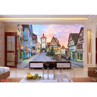 Tranh 3D dán tường phòng khách trang trí quán cafe, trà sữa