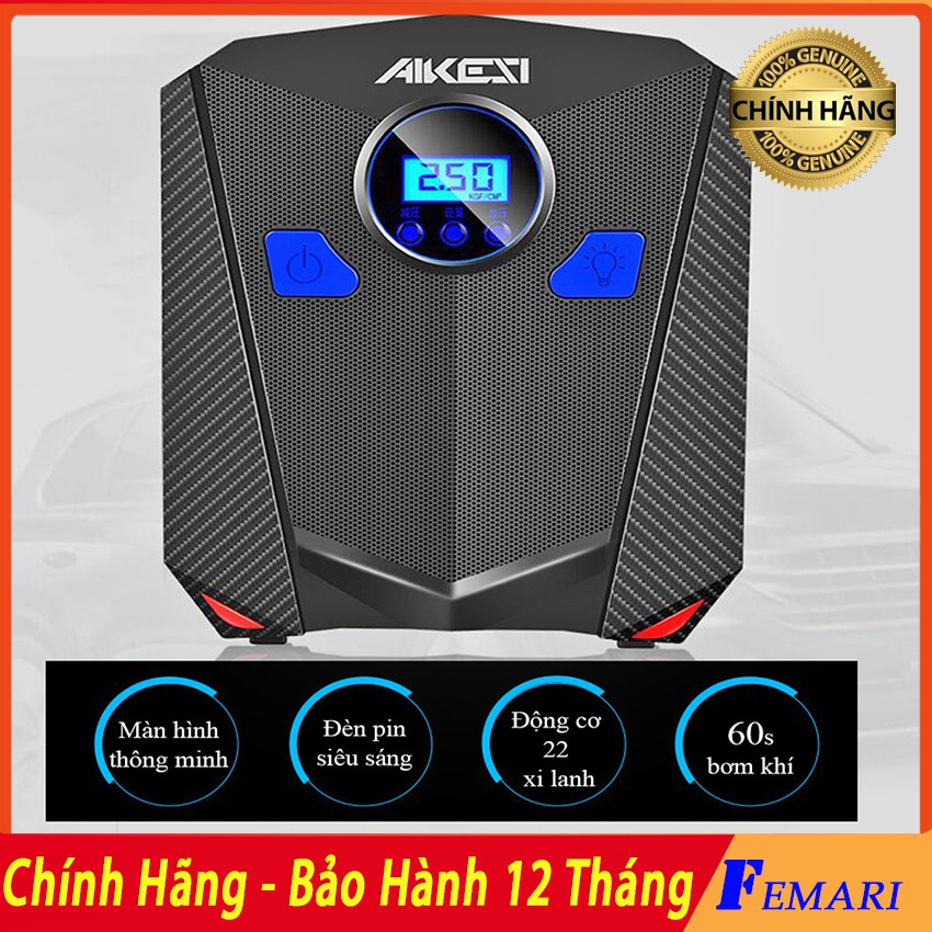 [ BH 1 ĐỔI 1 ] Máy bơm lốp ô tô, xe hơi AIKESI - Máy bơm lốp tự ngắt 12V cho xe hơi Hàng Chính Hãng AIKESI