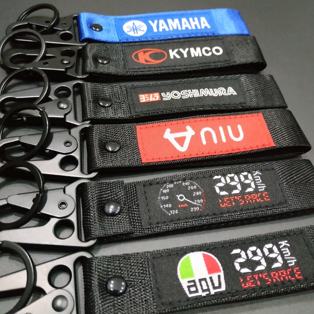 Móc chìa khóa vải 16x2.5 cm hình thêu 299kmh 399kmh