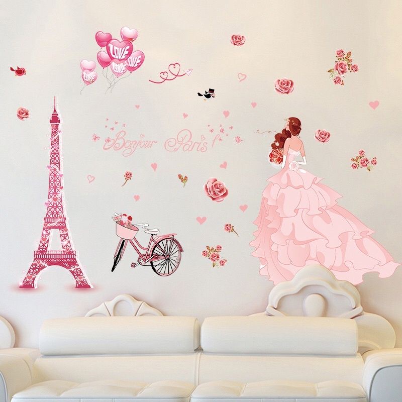 Decal dán tường cô dâu, trang trí phòng ngủ, phòng khách