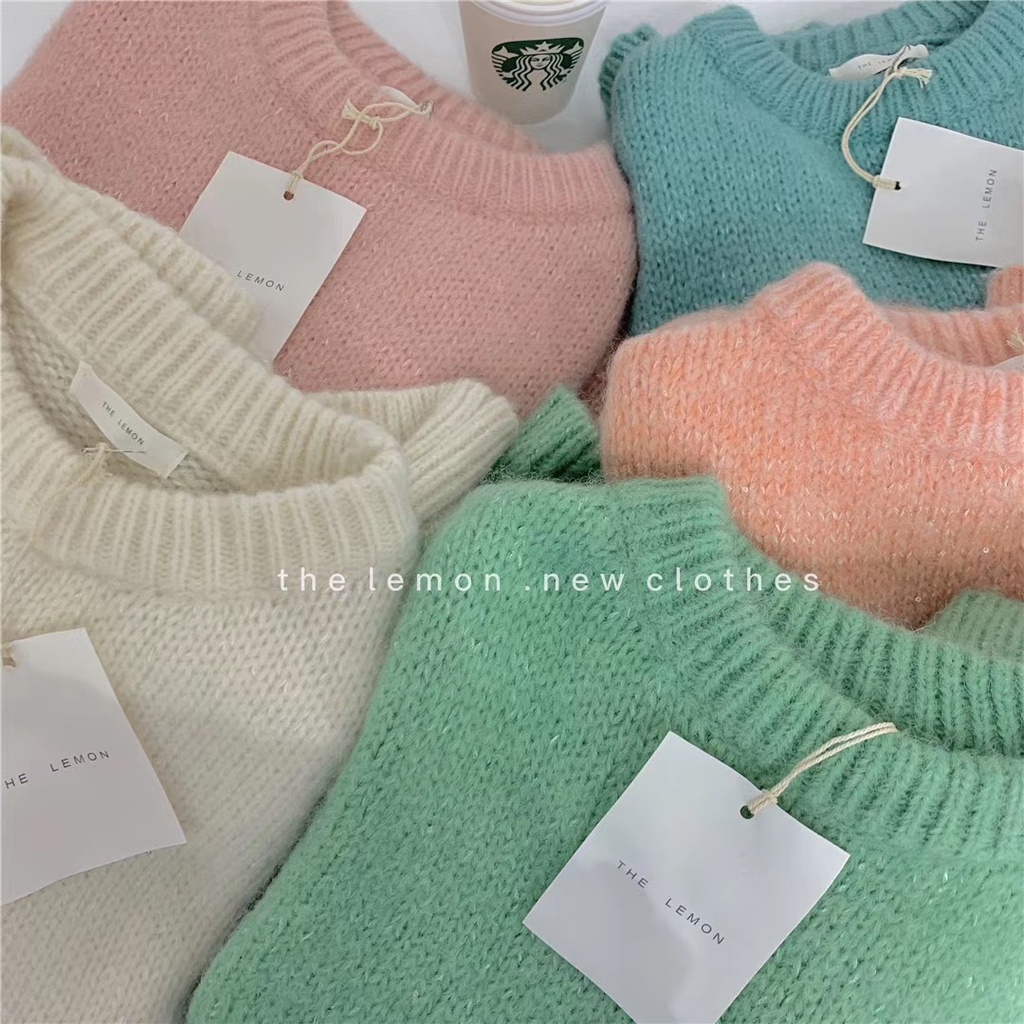 Áo sweater dệt kim cổ tròn dáng rộng phong cách thời trang hàn quốc có 5 màu | BigBuy360 - bigbuy360.vn